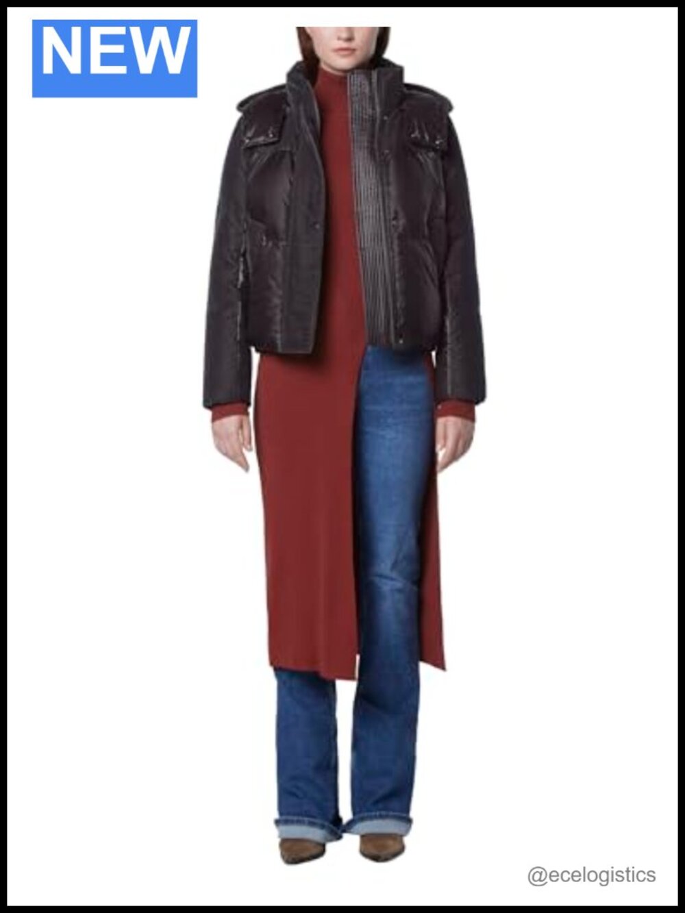 Women's Cropped Down Puffer Jacket with Removable Hood